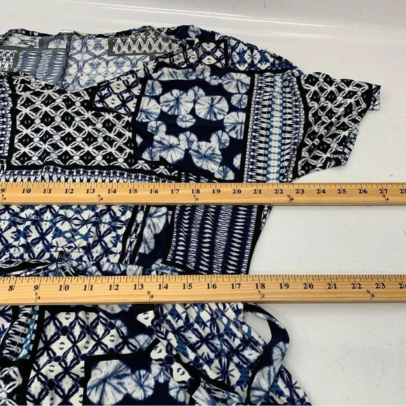 Westport‎ Dress Woman Plus Size 1X  Maxi Knit Blue Geometric Short Sleeve - Picture 8 of 10